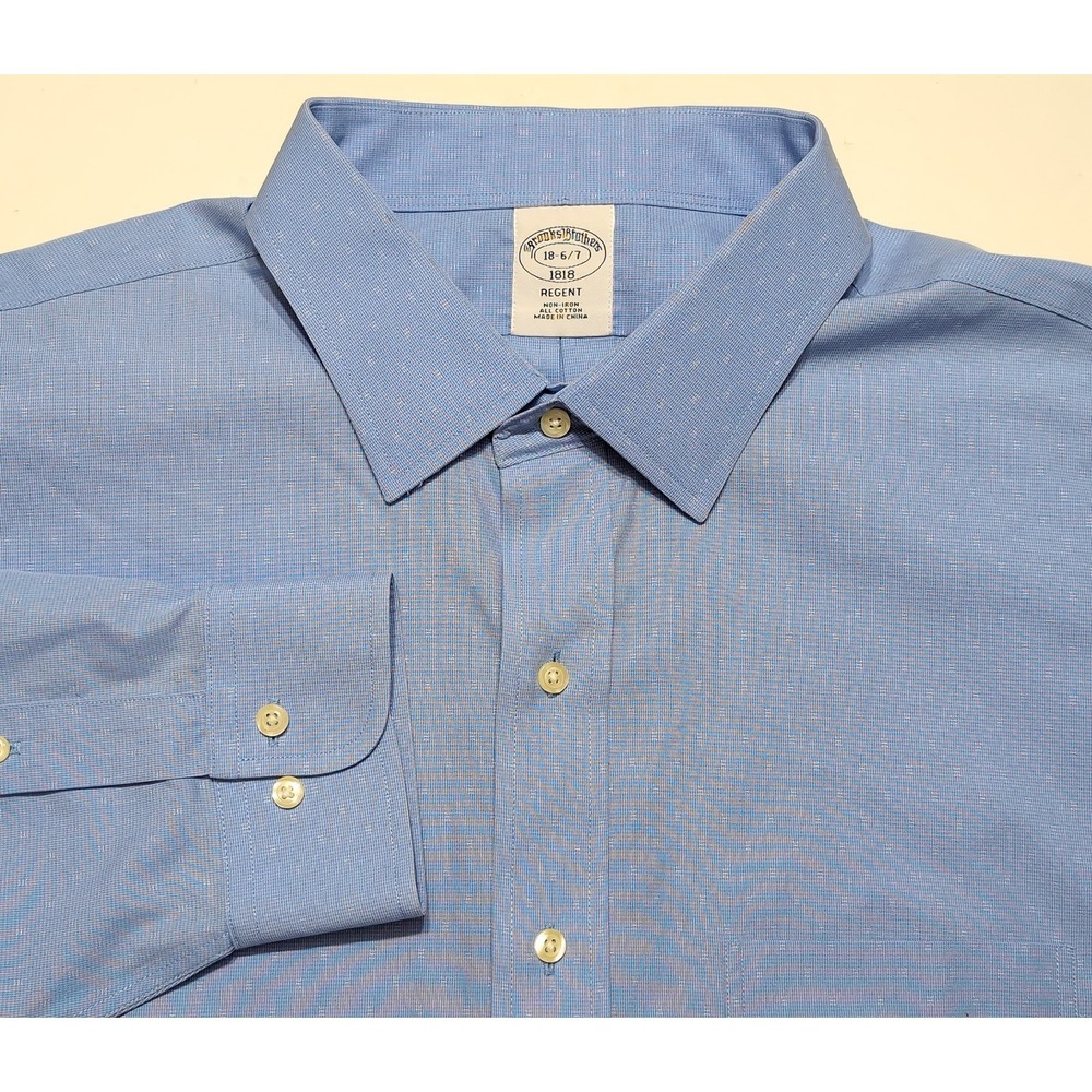 BROOKS BROTHERS Regent Long Sleeve Dress Shirt Blue 18 36/37 ~ New - Picture 2 of 8